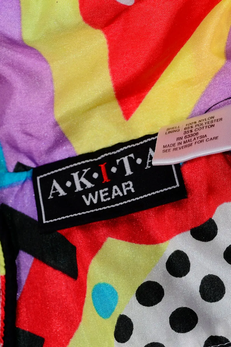 1980s Bright Colorful AKITA Activewear Leopard Zip Front Jacket Windbreaker