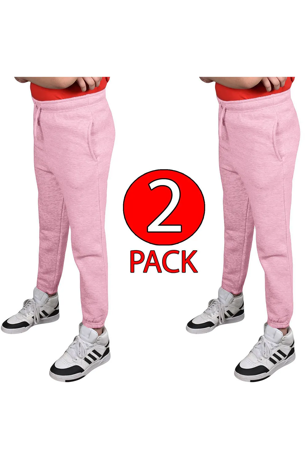 2 Pack Kids Plain Jogging Bottoms