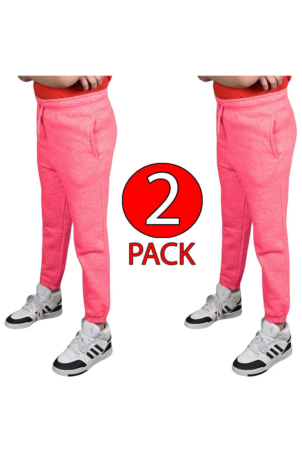 2 Pack Kids Plain Jogging Bottoms