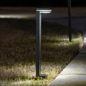 2 Pack LED Bright White Sentry Modern Solar Path Light, 60 Lumens, 1.2W, 6000K CCT, Black Finish