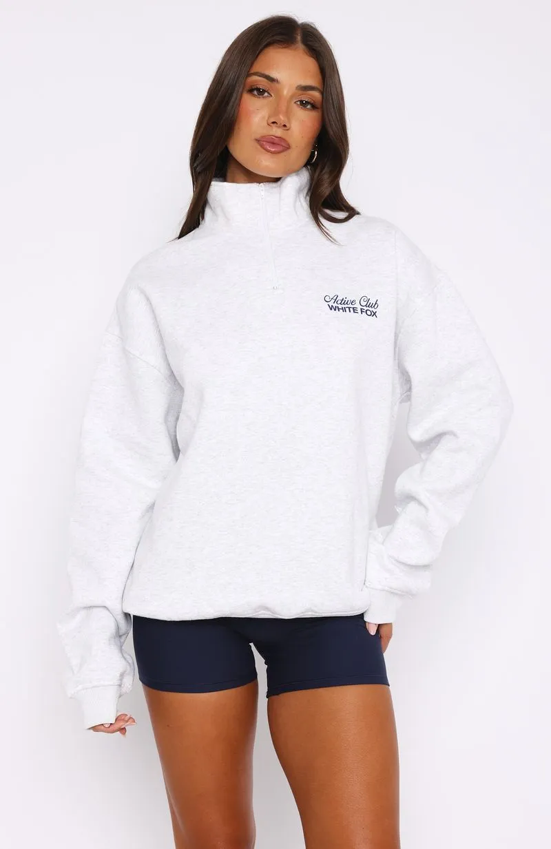 Active Club Quarter Zip Sweater Grey Marle