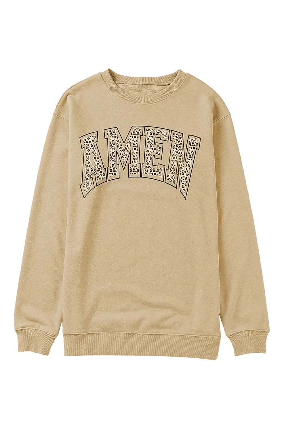 Amen Leopard Letter Print Oversized Pullover Sweatshirt