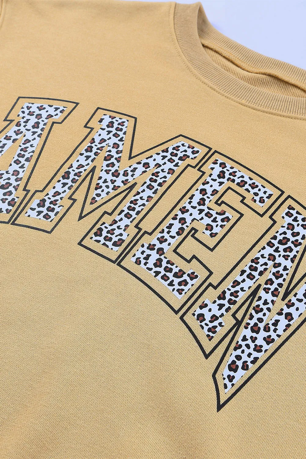 Amen Leopard Letter Print Oversized Pullover Sweatshirt