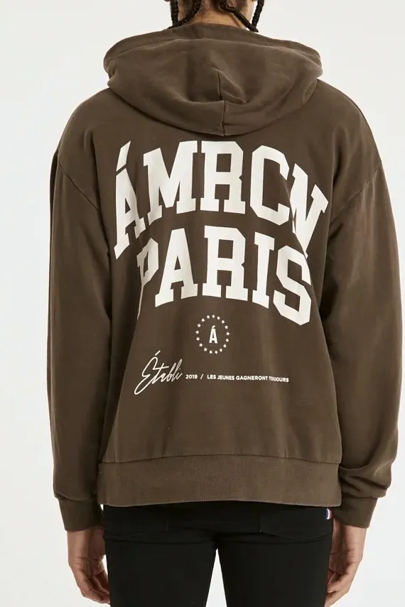 AMERICAIN Mens Ambition Relaxed Hooded Sweater Cocoa