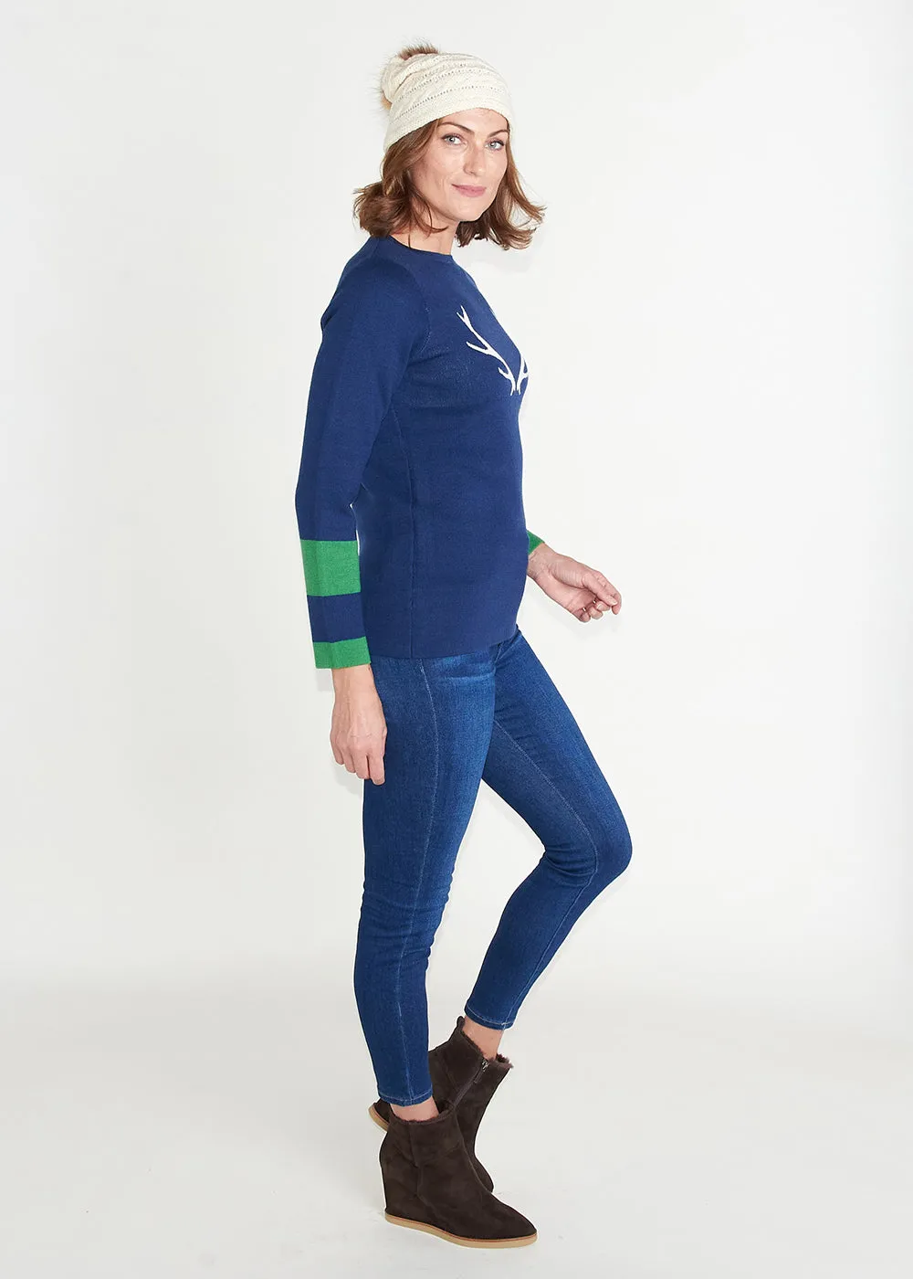 Antler Sweater - Navy Blue