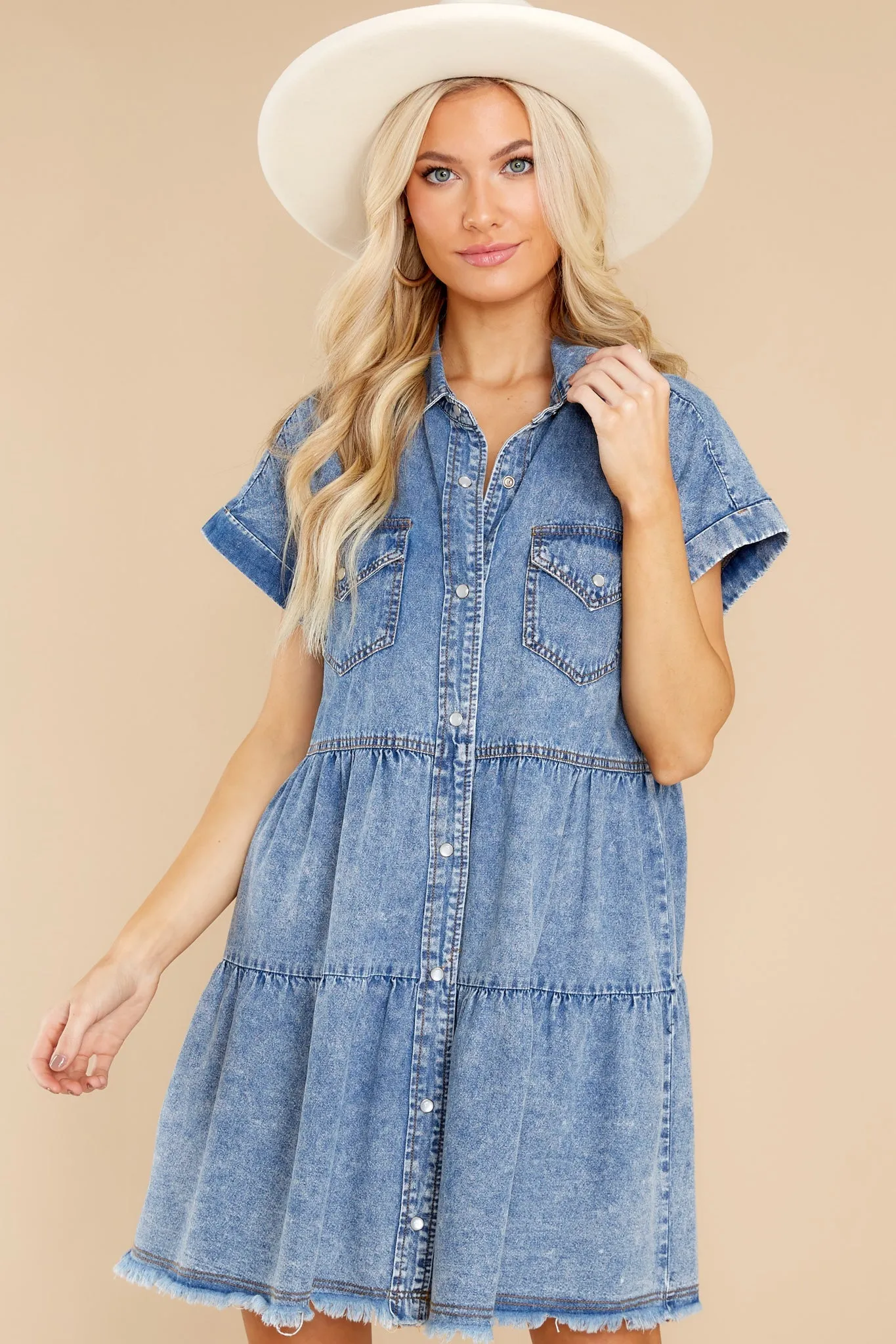 Back Road Drives Denim Dress