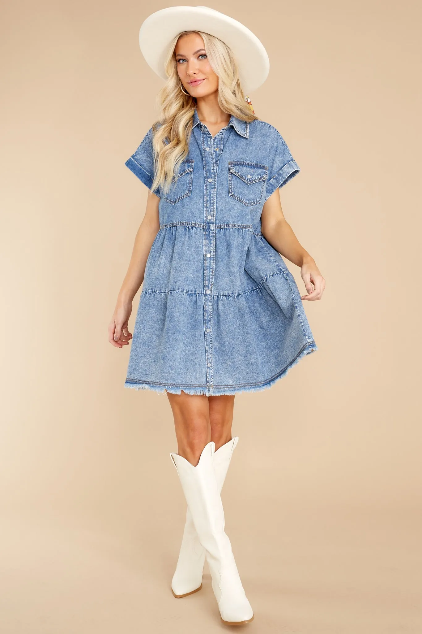 Back Road Drives Denim Dress