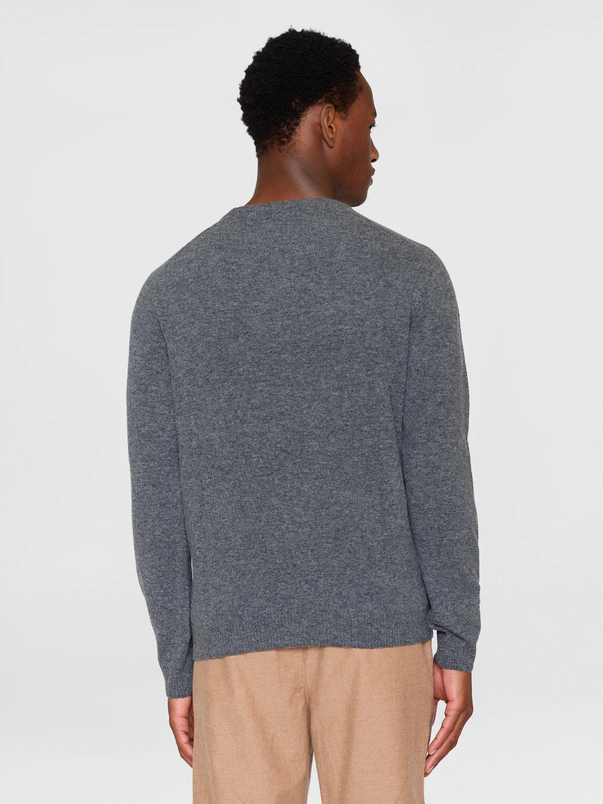 Basic o-neck knit - Dark Grey Melange