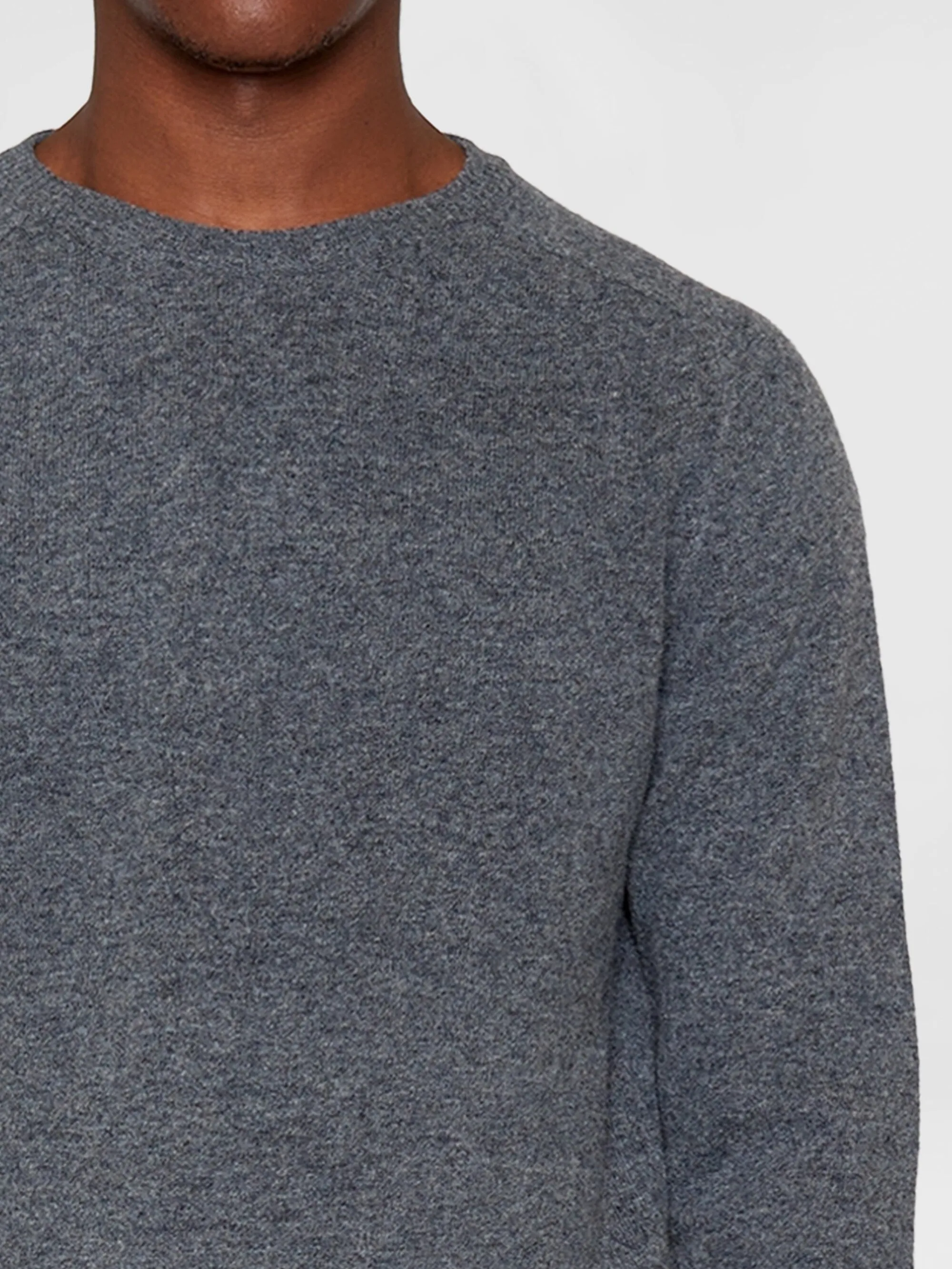 Basic o-neck knit - Dark Grey Melange