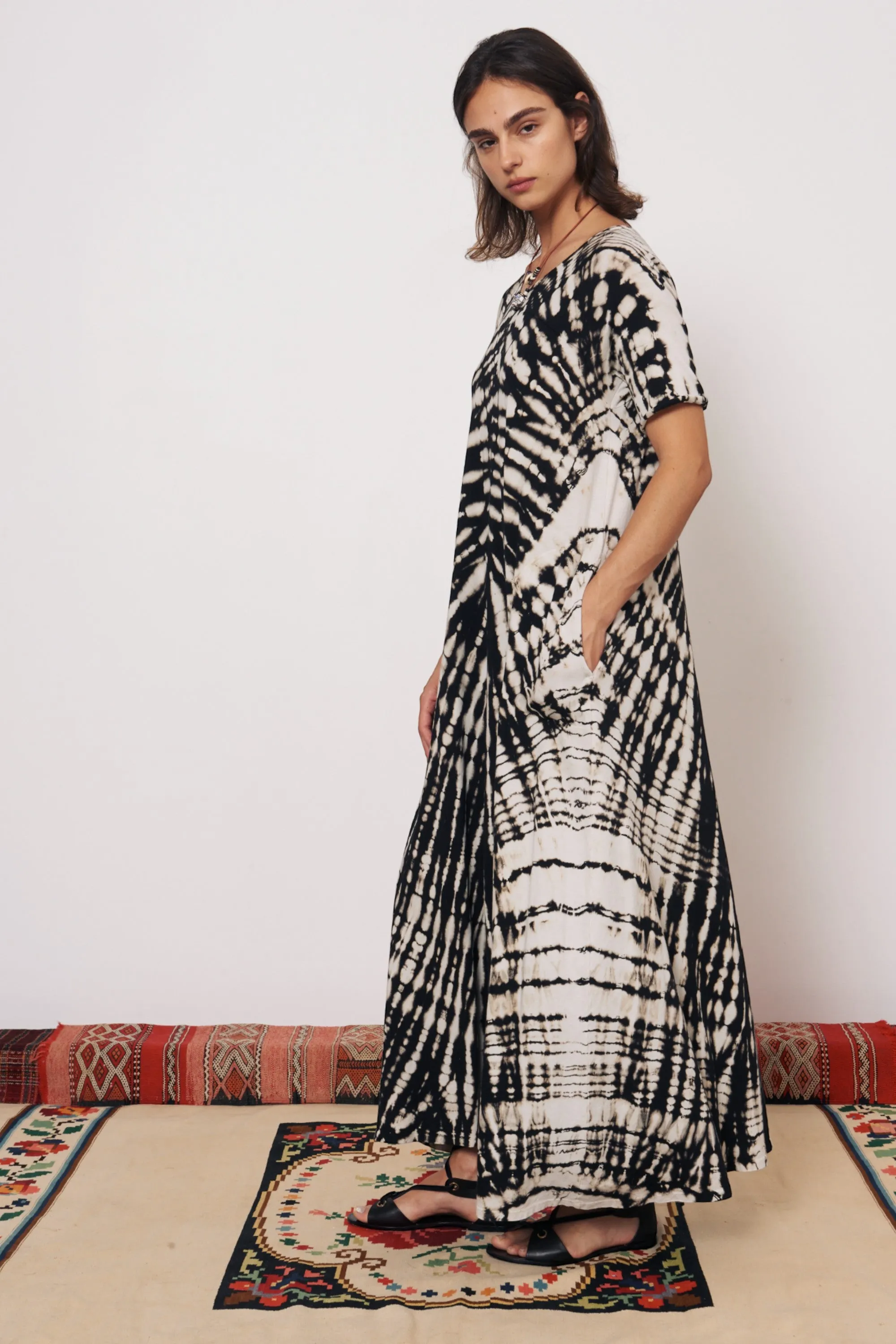 Black and Dirty White Bantu Maxi Dress