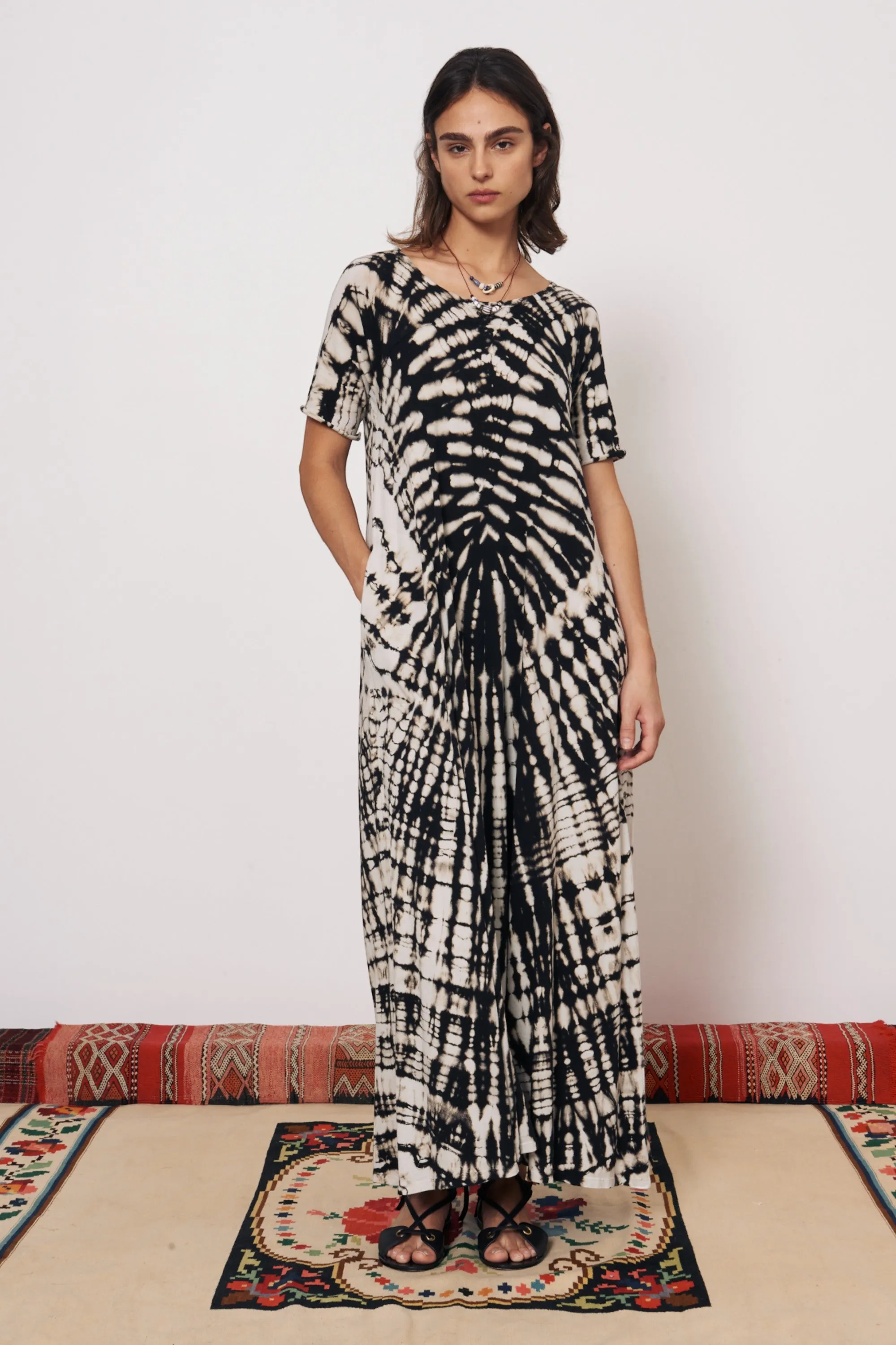 Black and Dirty White Bantu Maxi Dress