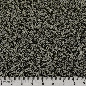 Black Graphic Floral Cotton Print