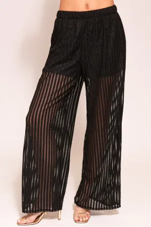 Black Set-Vacay Poly Lace Pants