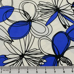 Blue Abstract Floral Cotton Print