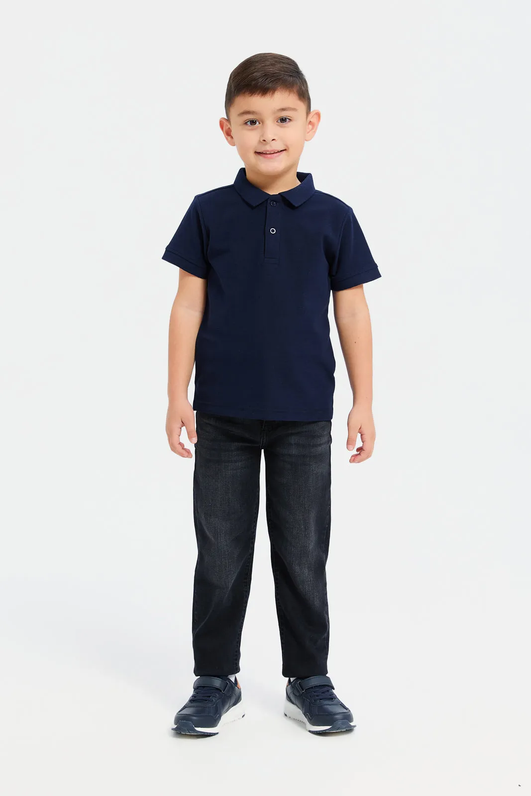 Boys Black Straight Fit Jeans