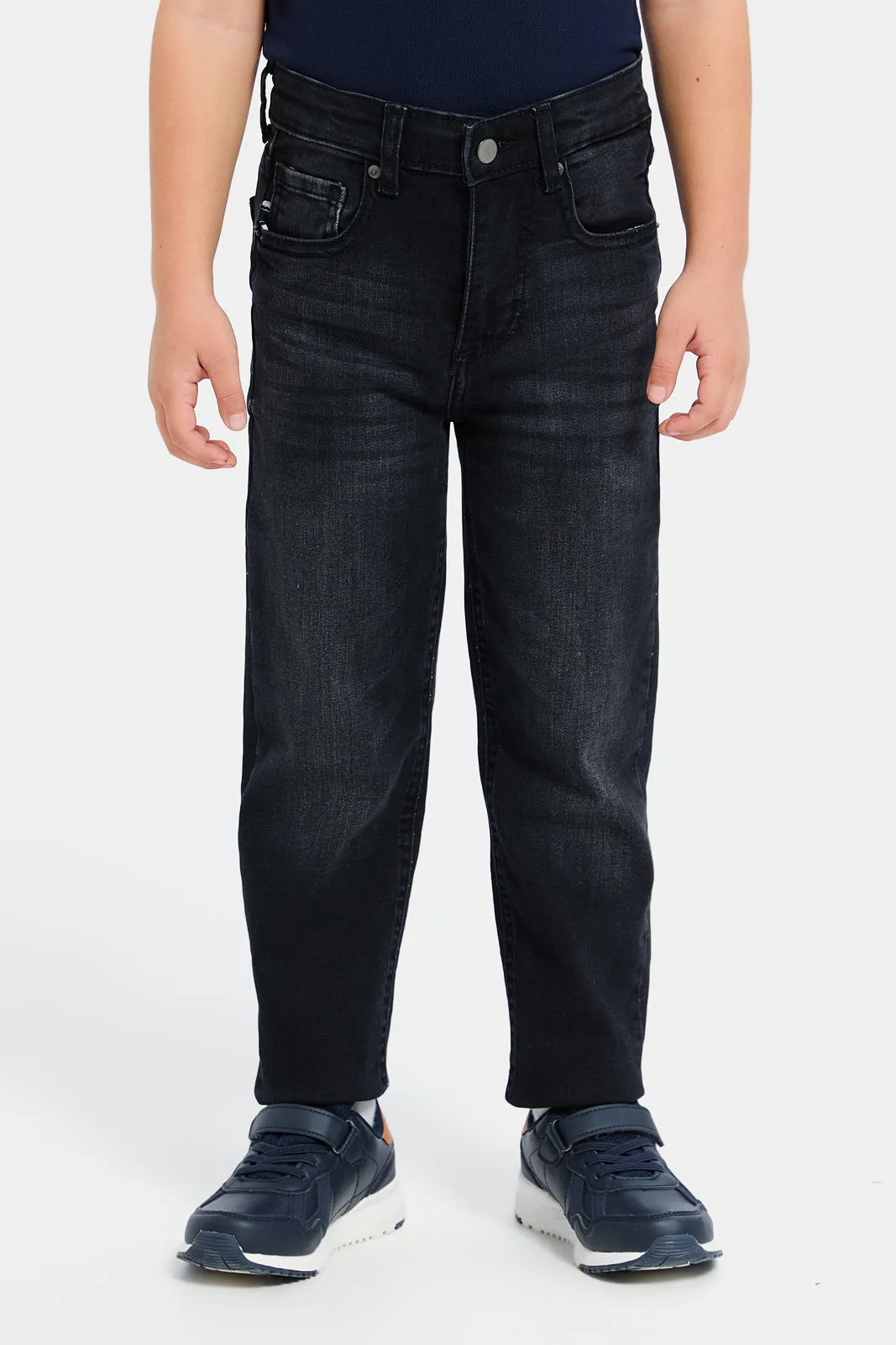 Boys Black Straight Fit Jeans