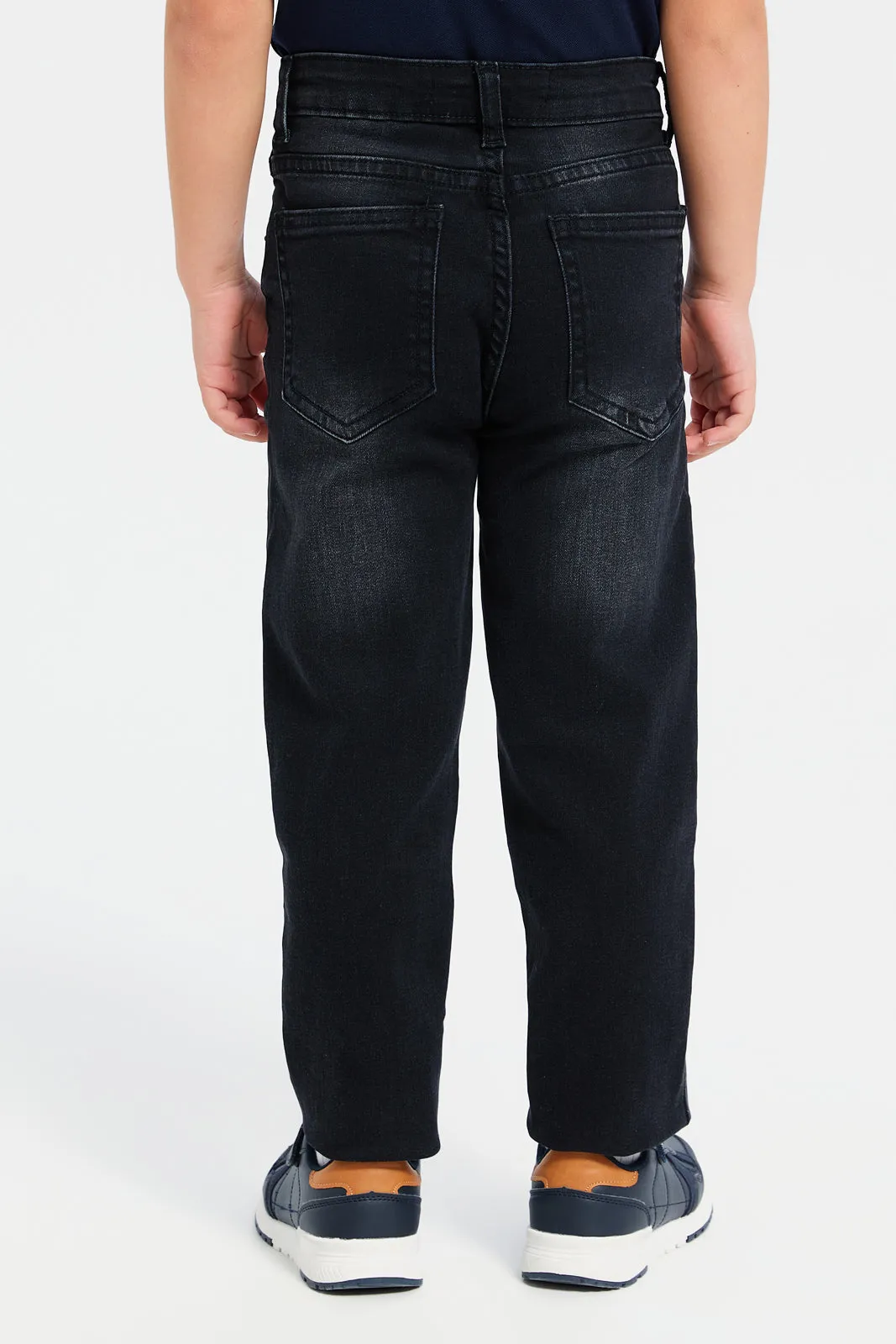 Boys Black Straight Fit Jeans