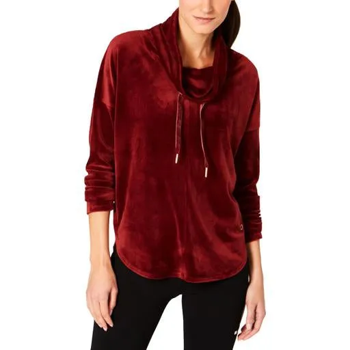 Calvin Klein Velour Cowl Neck Drawstring Performance Sweatshirt