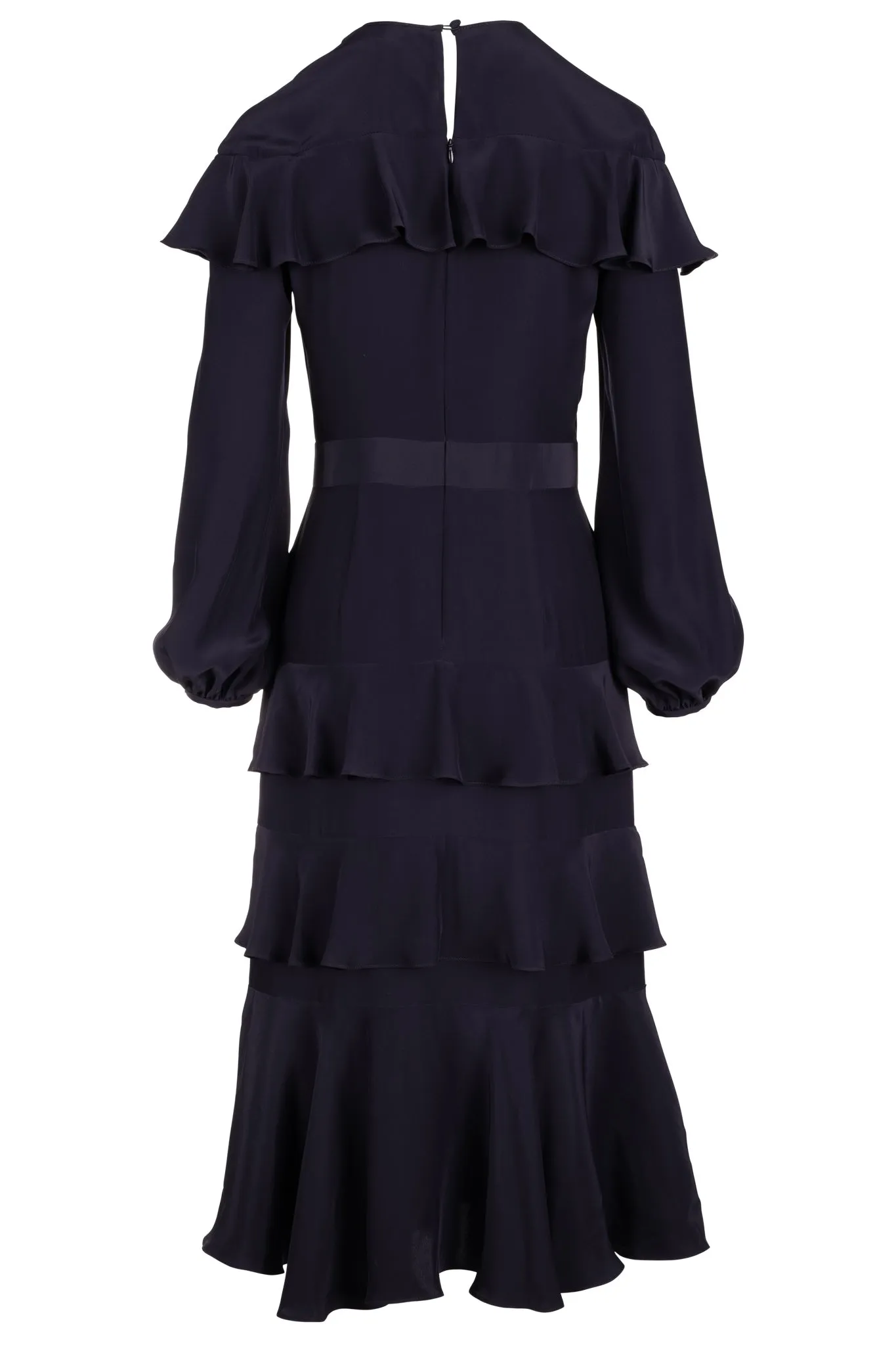 Cascade Ruffle Dress - Navy