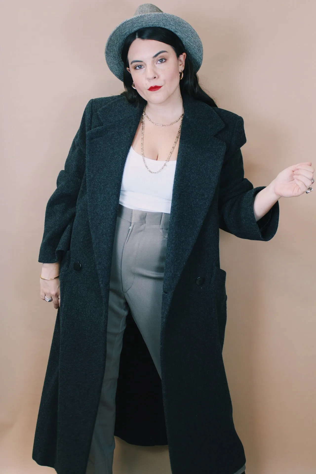 Charcoal Wool Long Coat