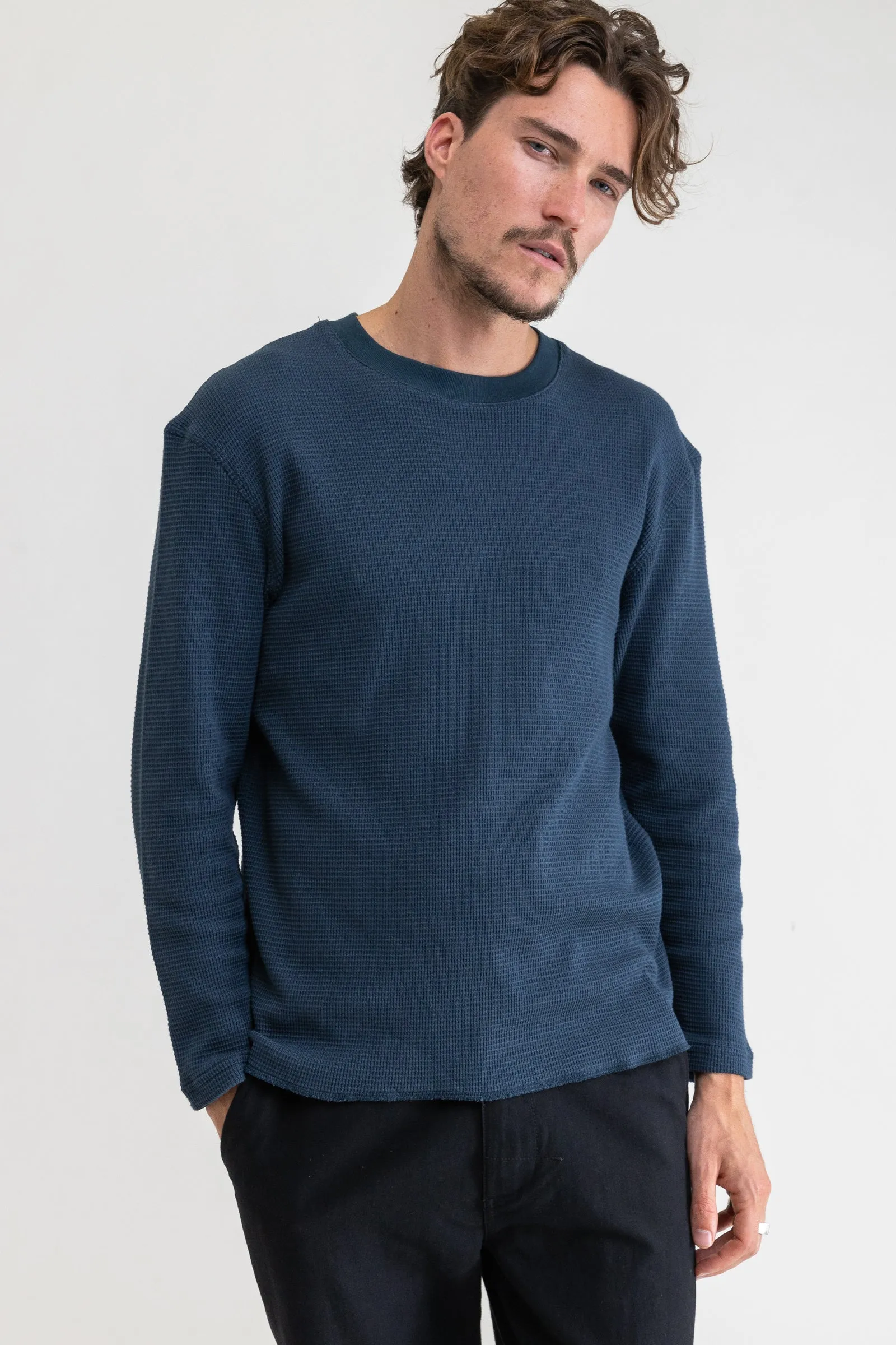 Classic Waffle Knit Worn Navy