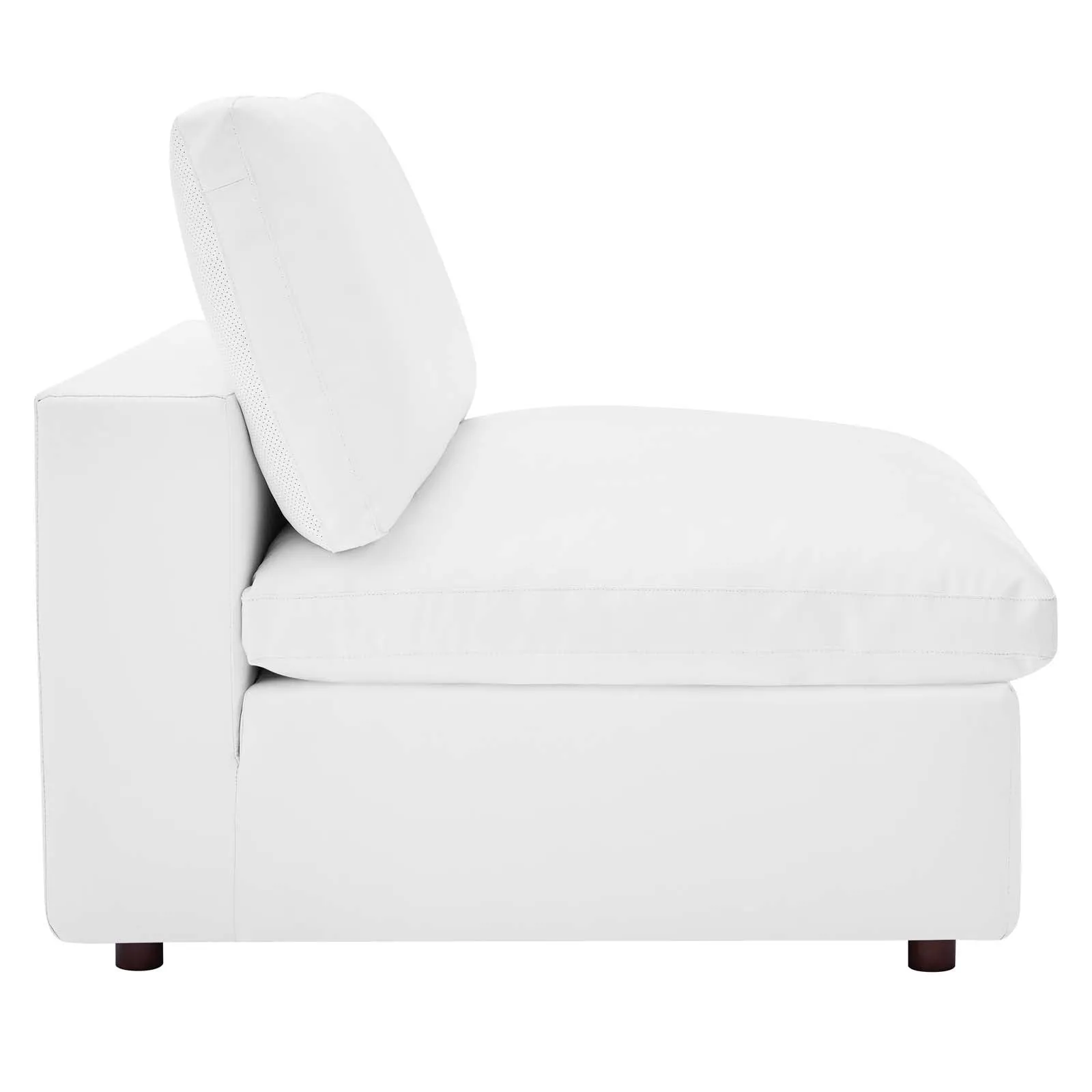 Commix Down Filled Overstuffed Vegan Leather 3-Seater Sofa White EEI-4914-WHI