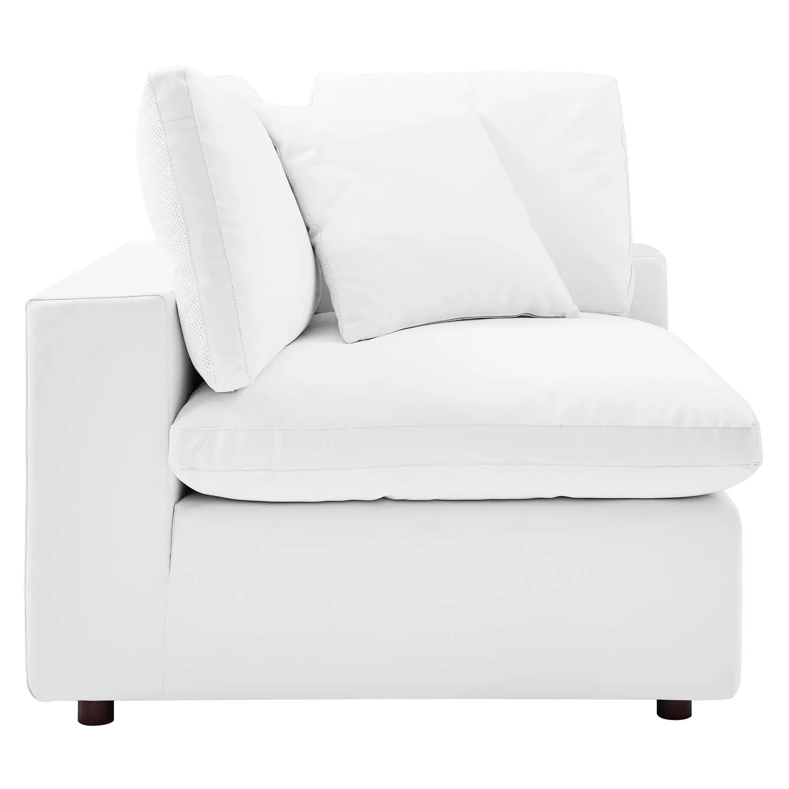 Commix Down Filled Overstuffed Vegan Leather 3-Seater Sofa White EEI-4914-WHI