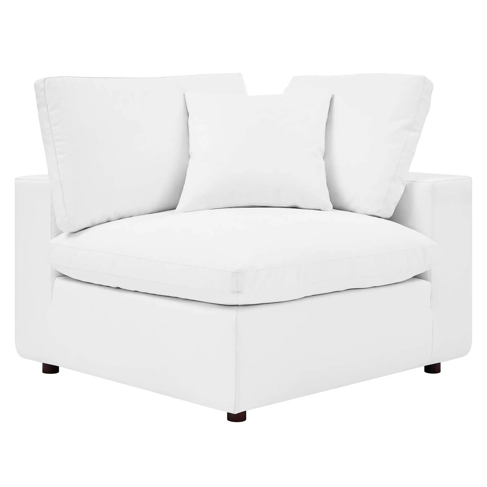 Commix Down Filled Overstuffed Vegan Leather 3-Seater Sofa White EEI-4914-WHI