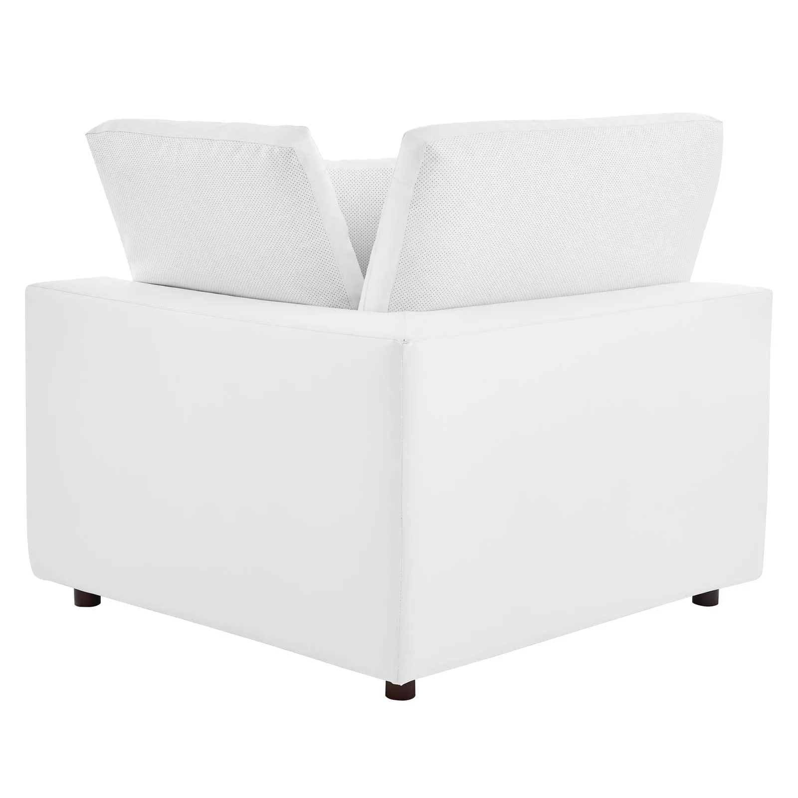 Commix Down Filled Overstuffed Vegan Leather 3-Seater Sofa White EEI-4914-WHI