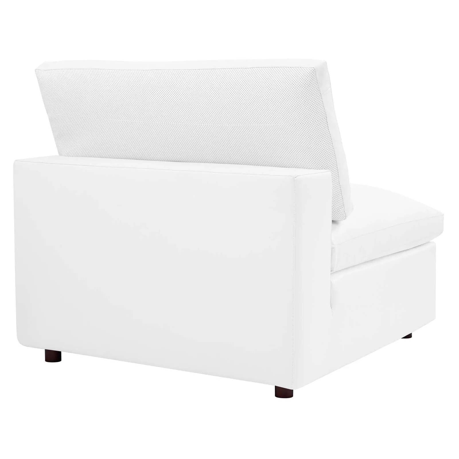 Commix Down Filled Overstuffed Vegan Leather 3-Seater Sofa White EEI-4914-WHI