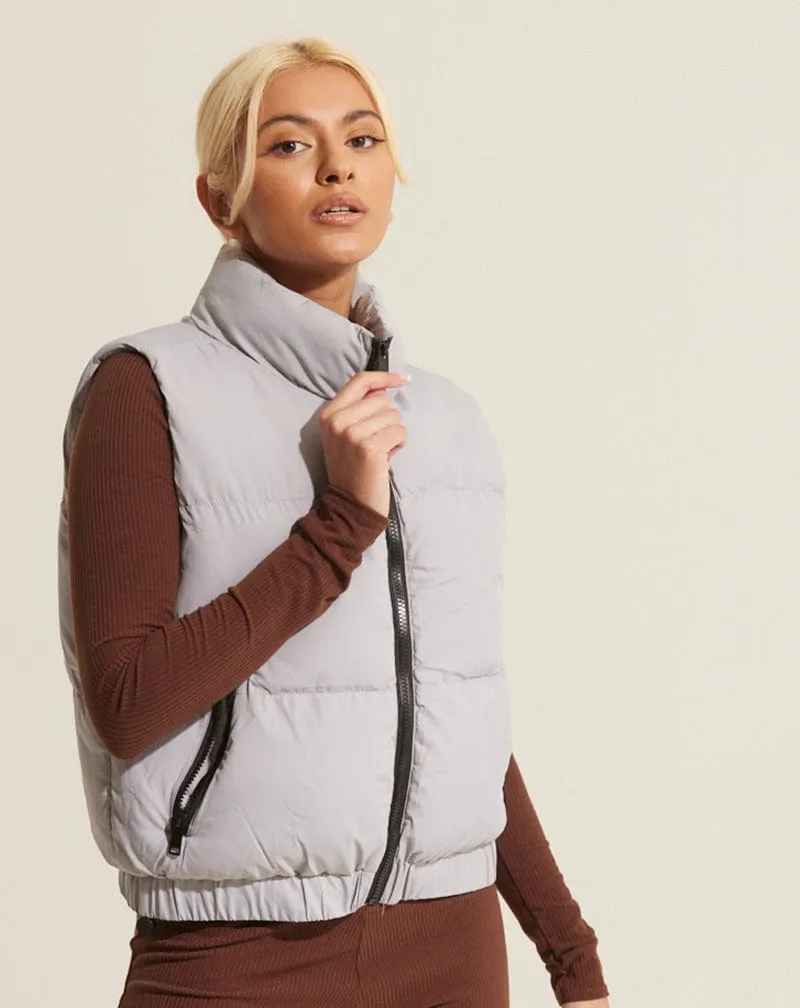 Crop Padded Gilet - Grey