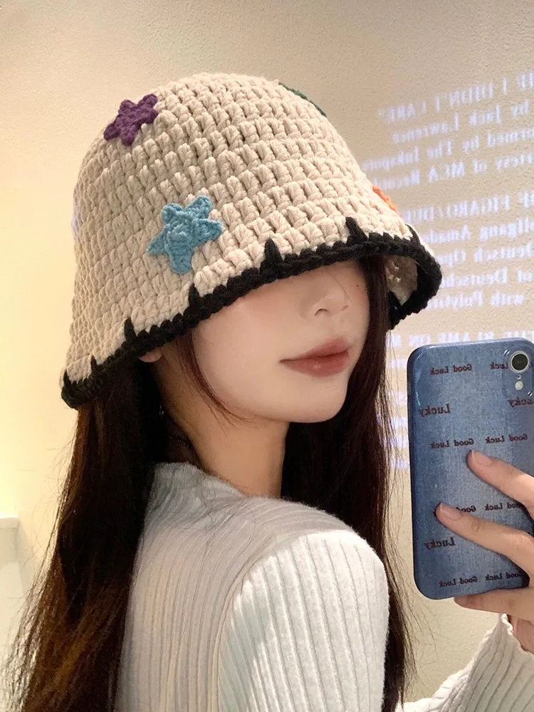 Cute Star Knitted Bucket Hat