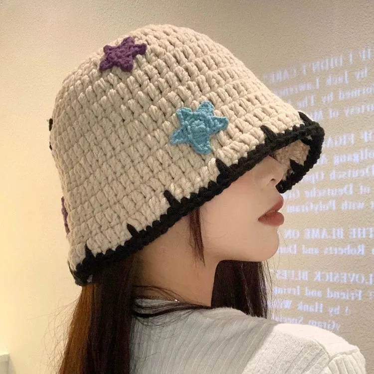 Cute Star Knitted Bucket Hat