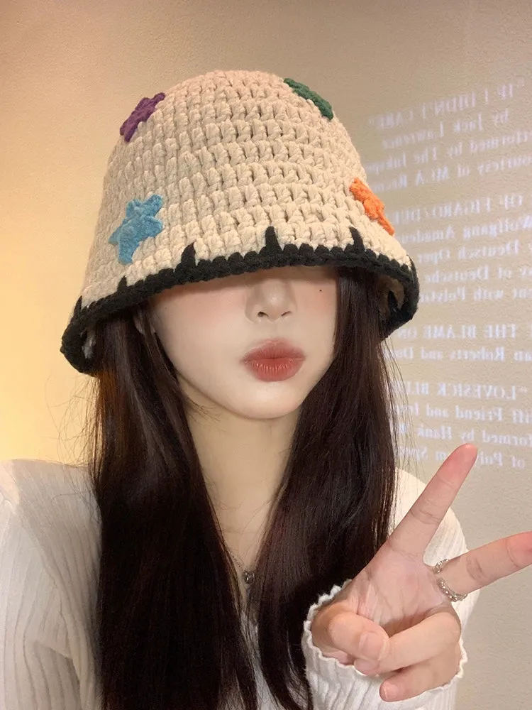 Cute Star Knitted Bucket Hat