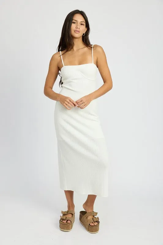 EMORY PARK White Waffle Knit Back Cutout Dress