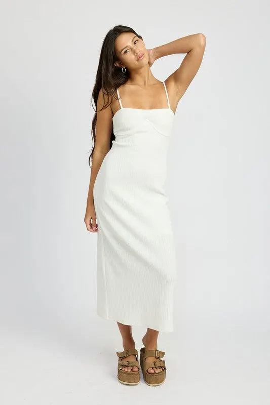 EMORY PARK White Waffle Knit Back Cutout Dress