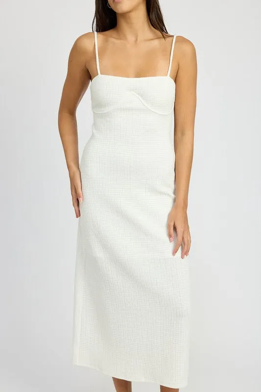 EMORY PARK White Waffle Knit Back Cutout Dress