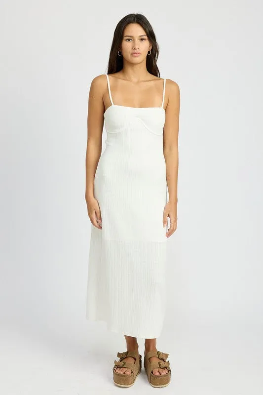 EMORY PARK White Waffle Knit Back Cutout Dress