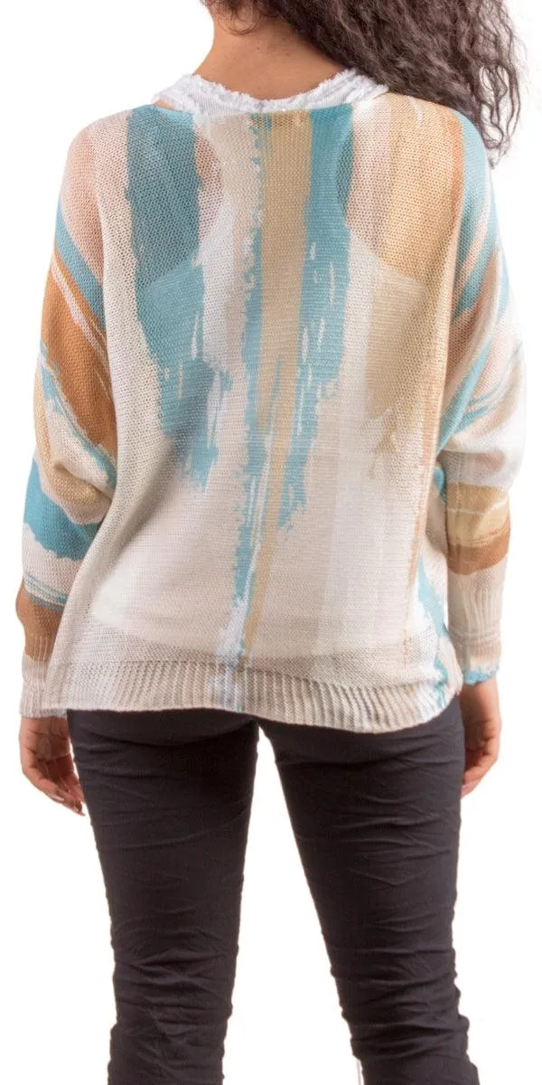 Emy Batwing Sweater with Brushstroke Print