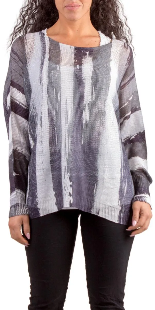 Emy Batwing Sweater with Brushstroke Print