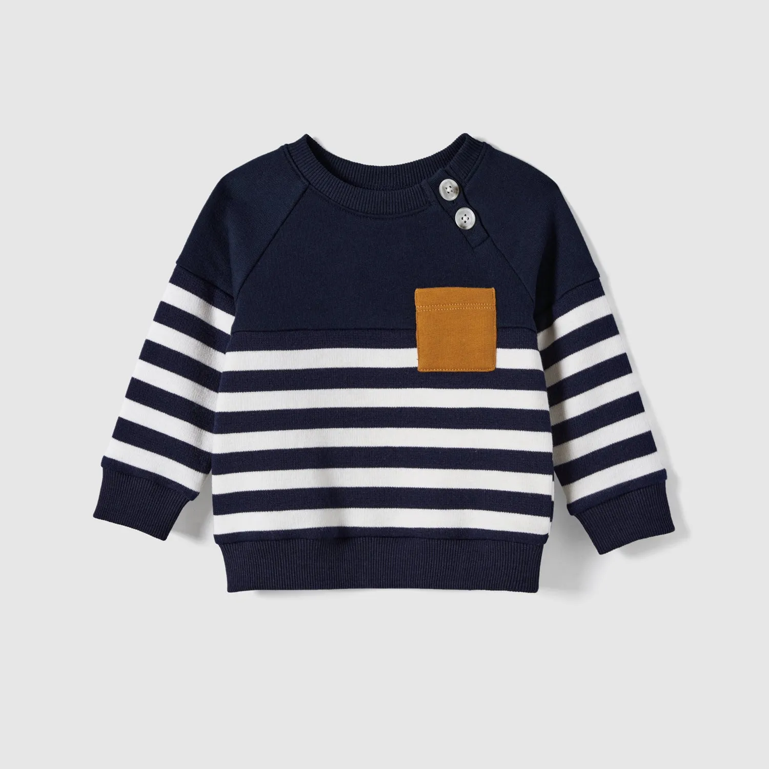 Family Matching School Crew Neck Striped Tops