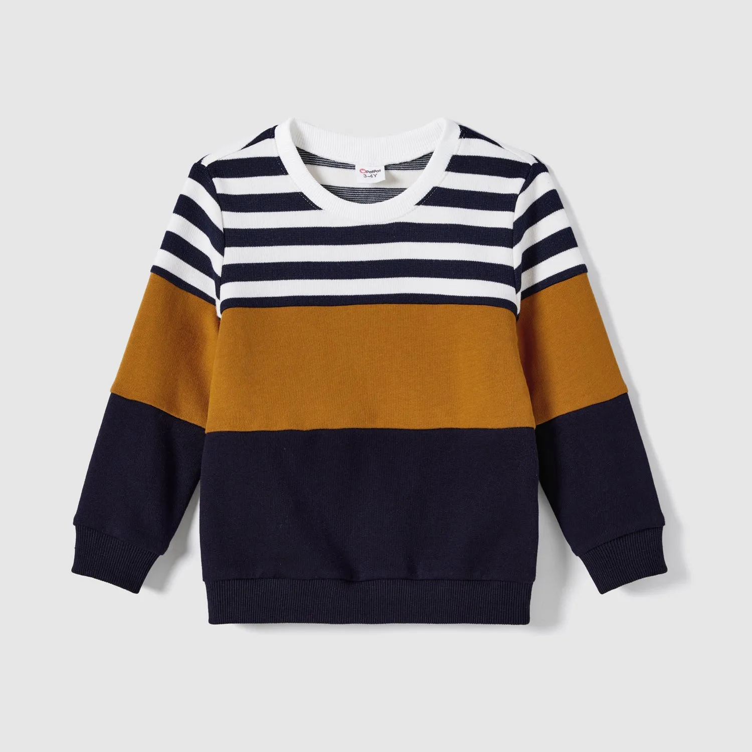 Family Matching School Crew Neck Striped Tops