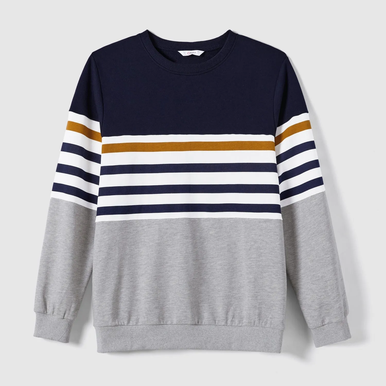 Family Matching School Crew Neck Striped Tops