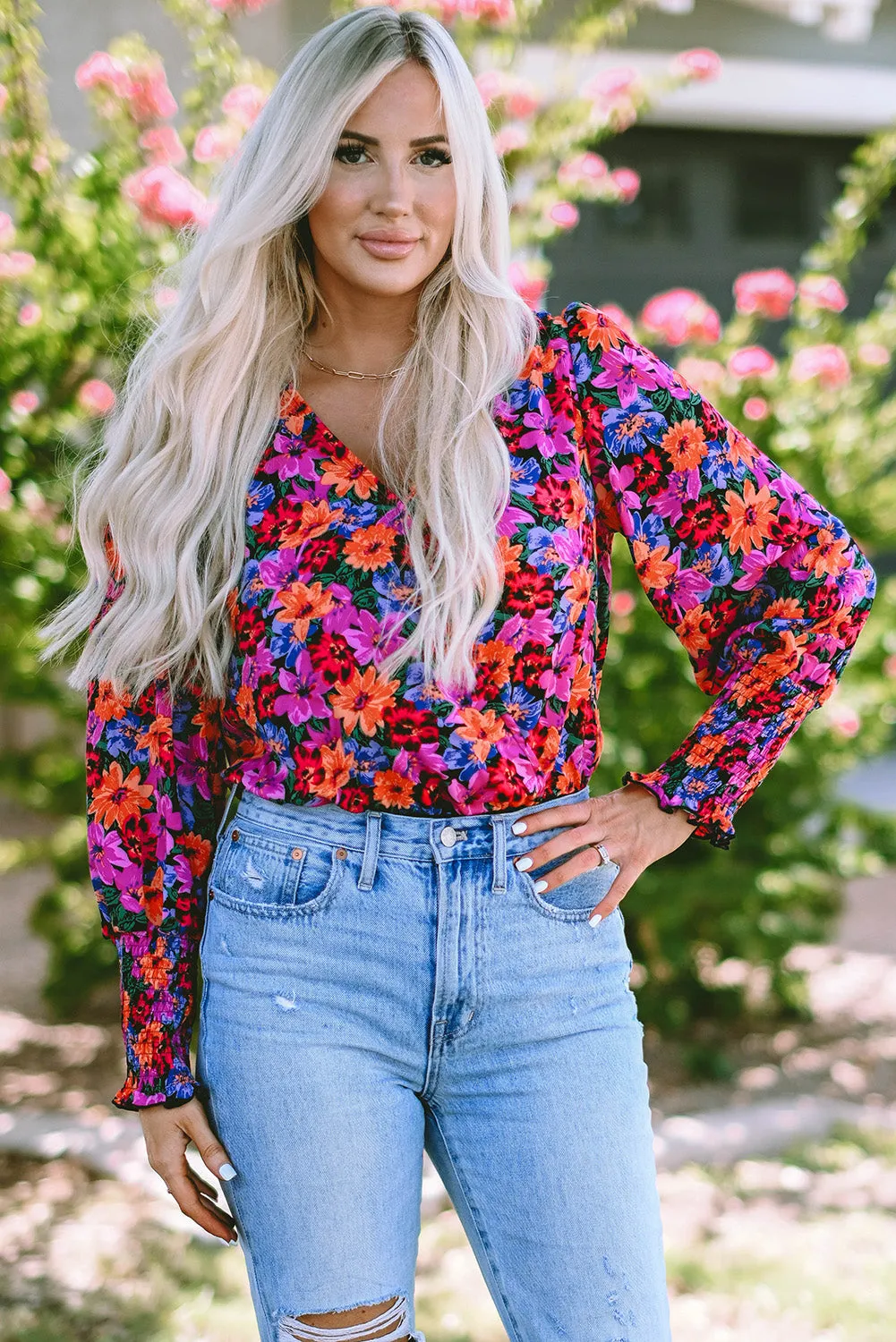 Floral Wrap Long Sleeve Bodysuit