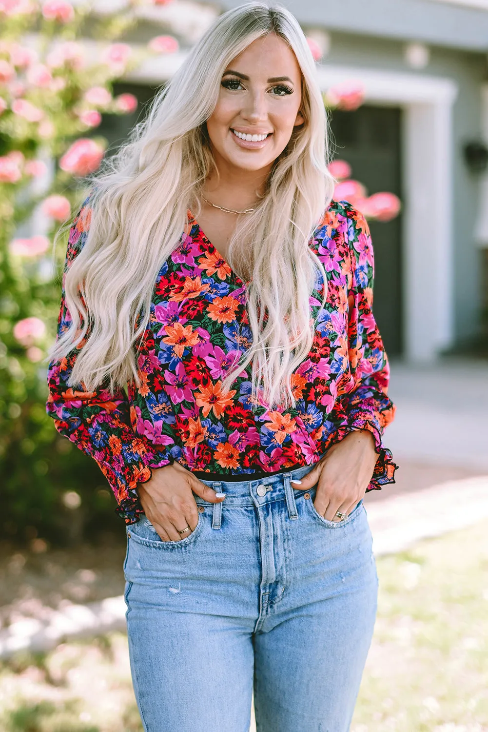 Floral Wrap Long Sleeve Bodysuit