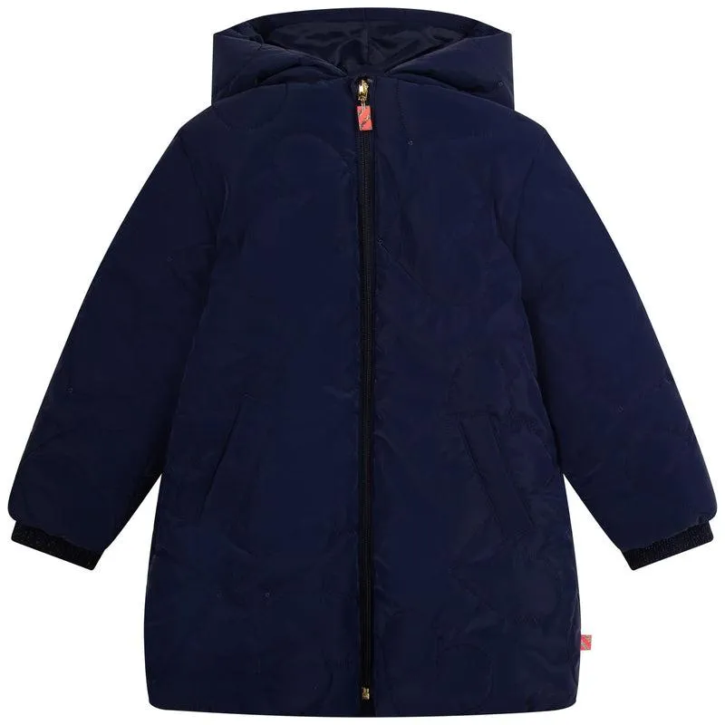 Girls Navy Hooded Puffer Jacket