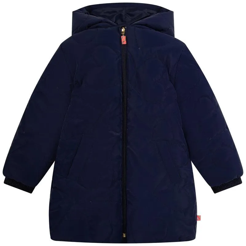 Girls Navy Hooded Puffer Jacket