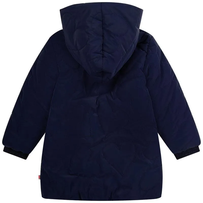 Girls Navy Hooded Puffer Jacket