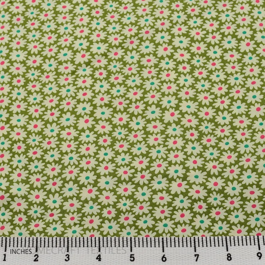 Green Minimal Floral Cotton Print