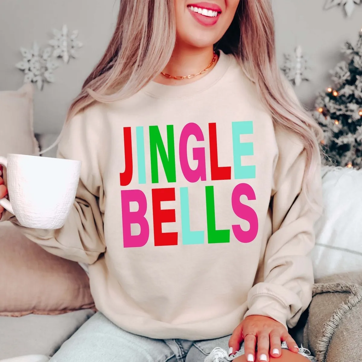 Jingle Bells Colorful Wholesale Graphic Sweatshirt - Fast Shipping